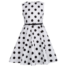 Kate Kasin Kids 'Audrey' Vintage Divinity 50's Dress Cotton White Dress With Big Black Dots Girls Vintage Dress KK000250-20